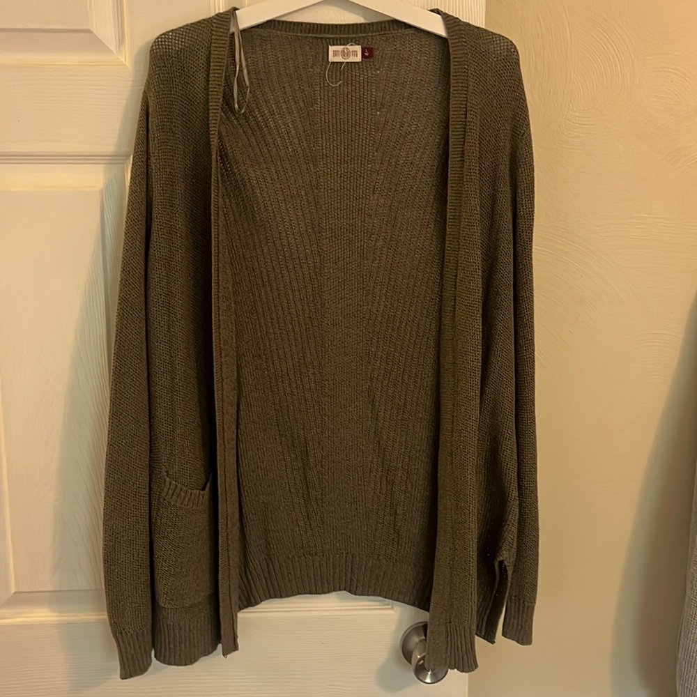 dark olive green cardigan-waist length